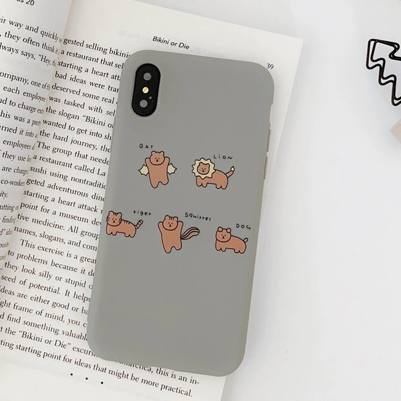 Силиконовый мягкий чехол для телефона с изображением медведя из мультфильма для iPhone 7, 11 Pro, X, XS, MAX, XR, 6, 6s, 8 Plus, забавная матовая задняя крышка, Толстая сумка - Цвет: Style 2