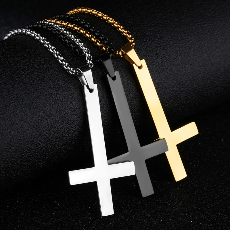 Ожерелье с перевернутым крестом для мужчин и женщин ювелирное изделие из