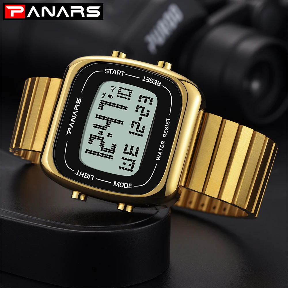Часы PANARS мужские из нержавеющей стали Роскошные водонепроницаемые квадратные