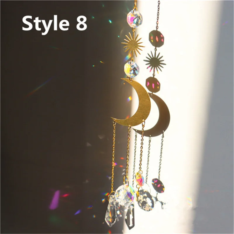 

Хрустальный подвесной светильник «Ловец Солнца», подвесные колокольчики, садовые хрустальные украшения, подвесной светильник «поймать Луну», звезды, подвесное домашнее настенное украшение 2022
