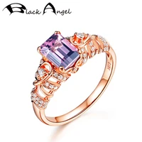 black angel rose gold inset exquisite colorful zircon gemstone openwork adjustable ring for women fine jewelry cz wedding gift