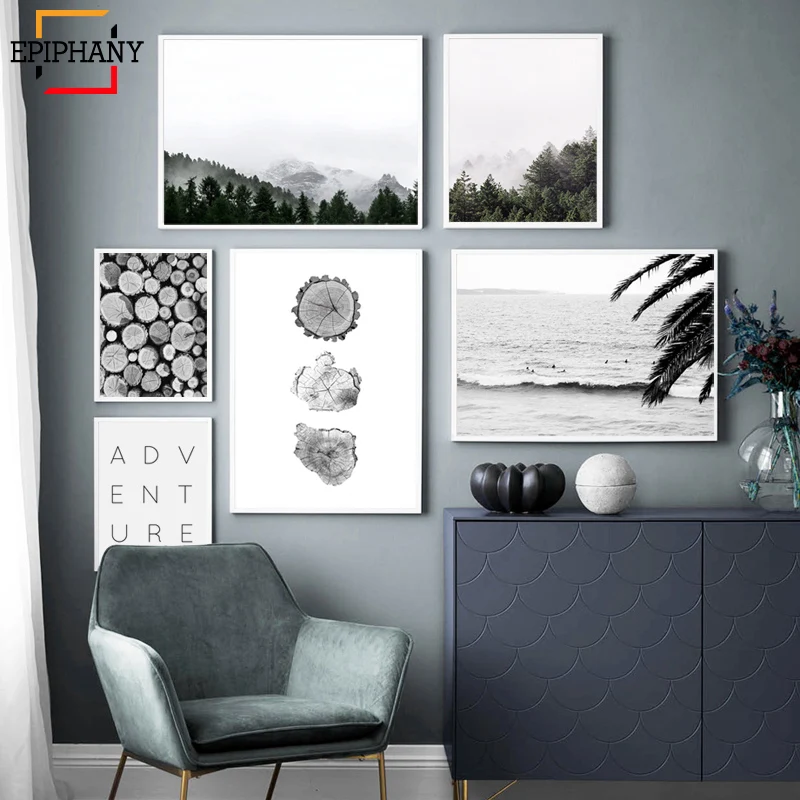 Черно белое дерево кольца печать Приключения путешествия вдохновляющие цитаты