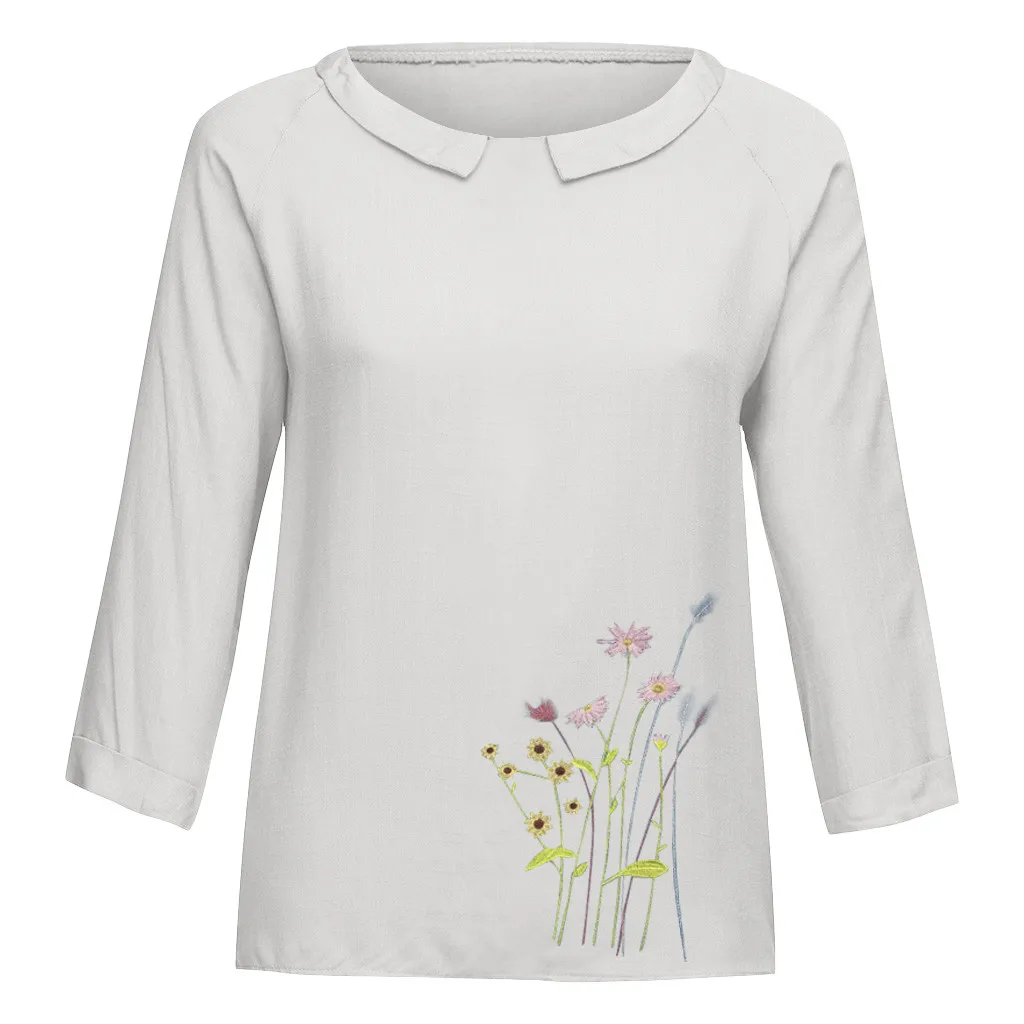 

Fashion Folral Print Cotton Blouse Shirt Loose Plus Size Tops Casual Autumn Top Ladies Female Women Long Sleeve Blusas Pullover