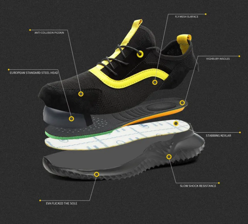 New Indestructible Men's Steel Toe Safety Boots Breathable Anti-smashing Puncture-Proof Work Shoes Welder Safety Boot Sneakers