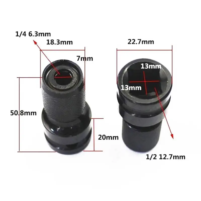 2 шт. Телескопический шестигранный торцевой преобразователь от 1/2 до 1/4