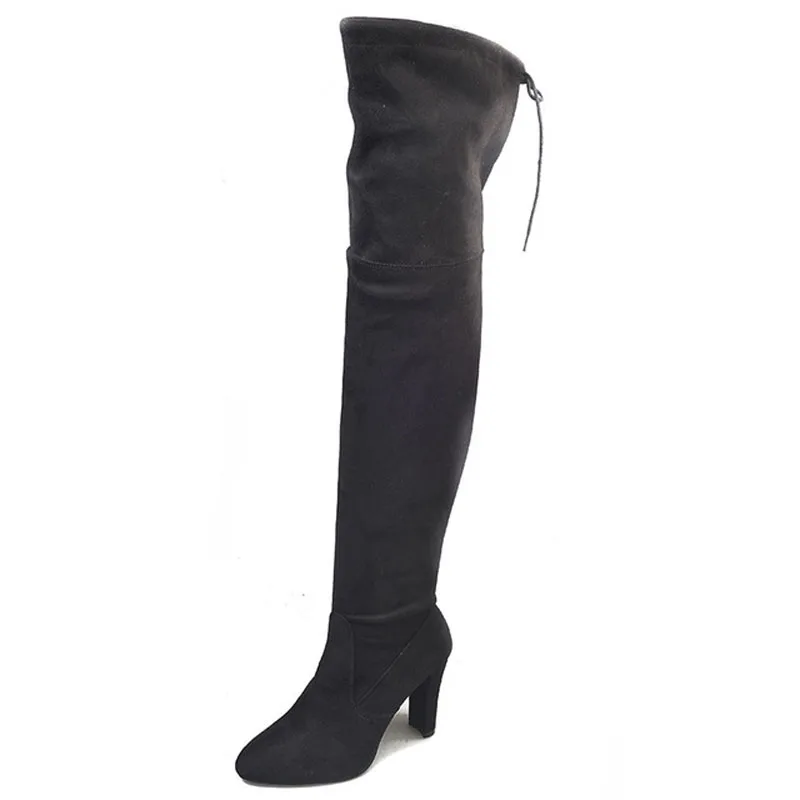 

Aleafalling New Trend Pointed-toe Thick High Heels Side Zipper Over Knee Casual Comfortable Boots Women Elastic Fashion Boots