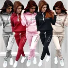Новинка 2021, модная осенне-зимняя одежда, женский свитер с капюшоном и повседневные спортивные брюки с принтом ЭКГ, женские комплекты (4 цвета)