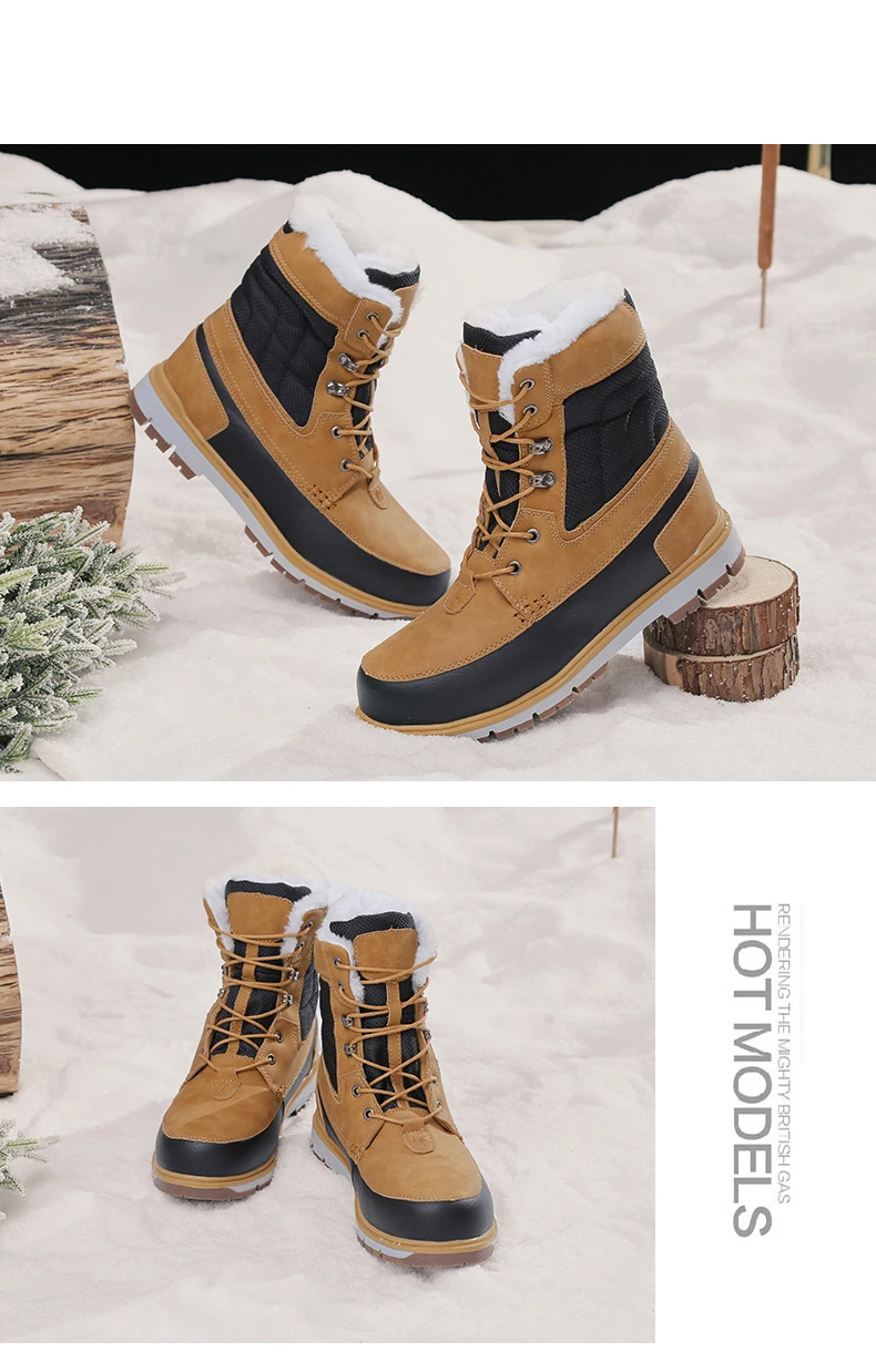 Men Boots Sneakers Snow Boots for Men Thick Plush Winter Shoes Men Waterproof Winter Work Boots Warm Shoes Plus Size 39-46
