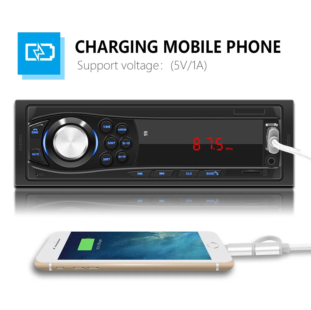 Bluetooth Авторадио 1 Din автомобильное радио Авто Стерео 12 в FM Aux вход приемник