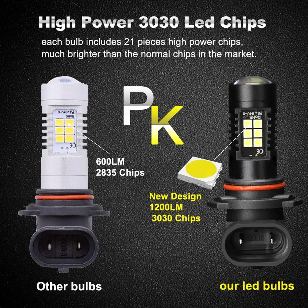 2 шт. H8 H11 Led HB4 9006 HB3 9005 Противотуманные фары лампы 3030SMD 6000K Автомобильные дальнего