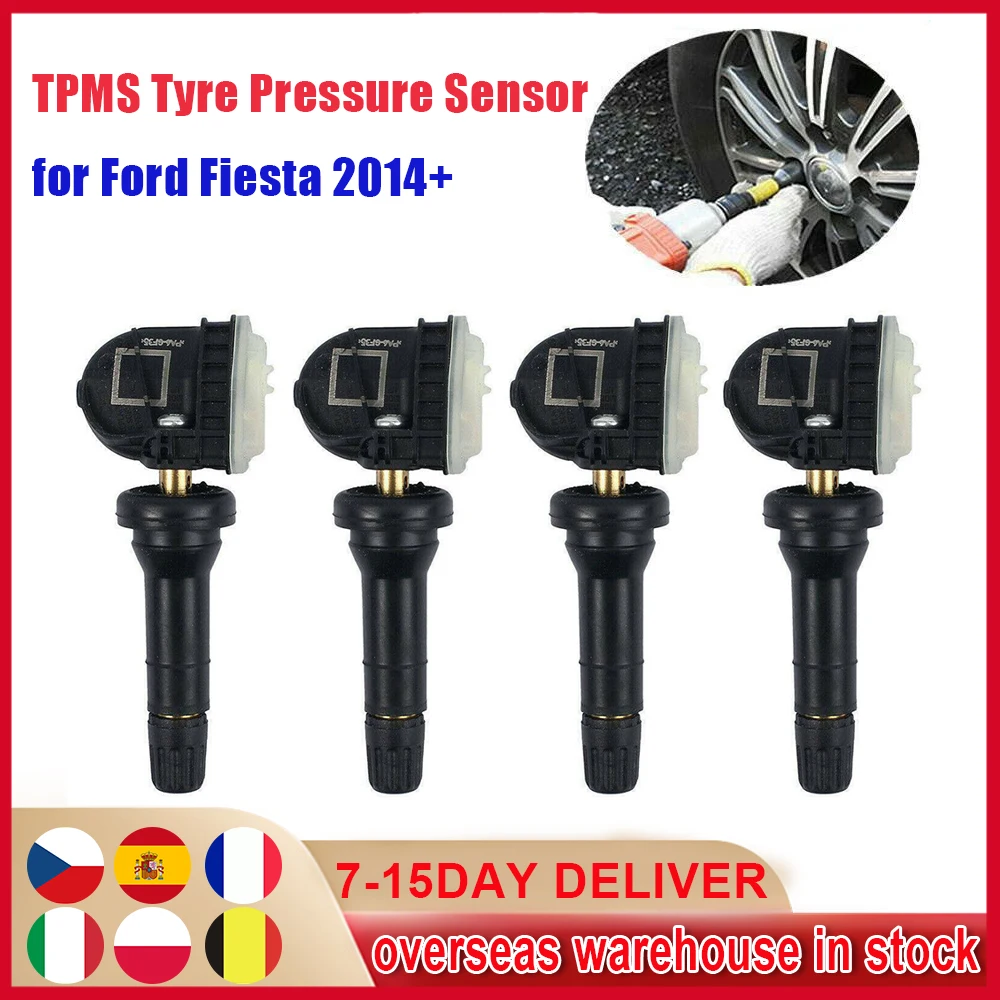 

4 Pcs Black TPMS Tyre Pressure Sensor Tire Monitoring System For Ford Fiesta EV6T-1A180-DC EV6T-1A180-DB Tyre Pressure Sensor