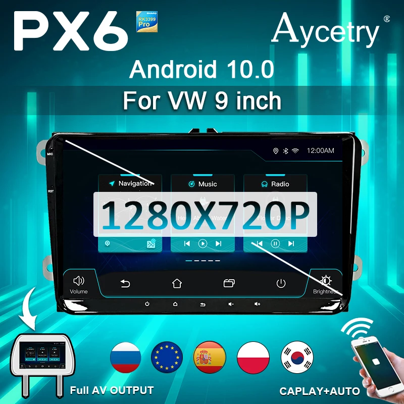 автомагнитола 2дин андройд 10 с экраном магнитола для Volkswagen Golf Jetta Passat Polo Magotan Tiguan T5