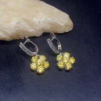 gemstonefactory big promotion 925 silver gemstone yellow citrine shiny women ladies jewelry gifts dangle drop earrings 20212016