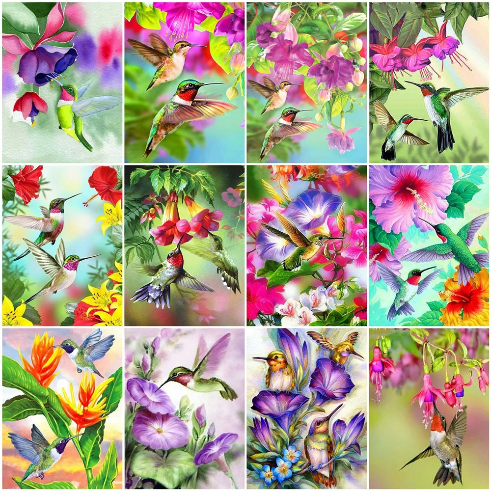 

HUACAN Diamond Painting Bird 5D Full Square Round DIY Mosaic Rhinestone Cross Stitch Flower Diamond Embroidery Animal Home Decor