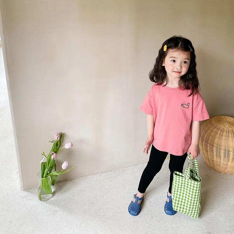 

Koodykids Summer Boys Girl Denim Loose Pants Casual Baggy Calf-Length Pants For Kids Boys Girls Match T Shirts Soft Base Tees