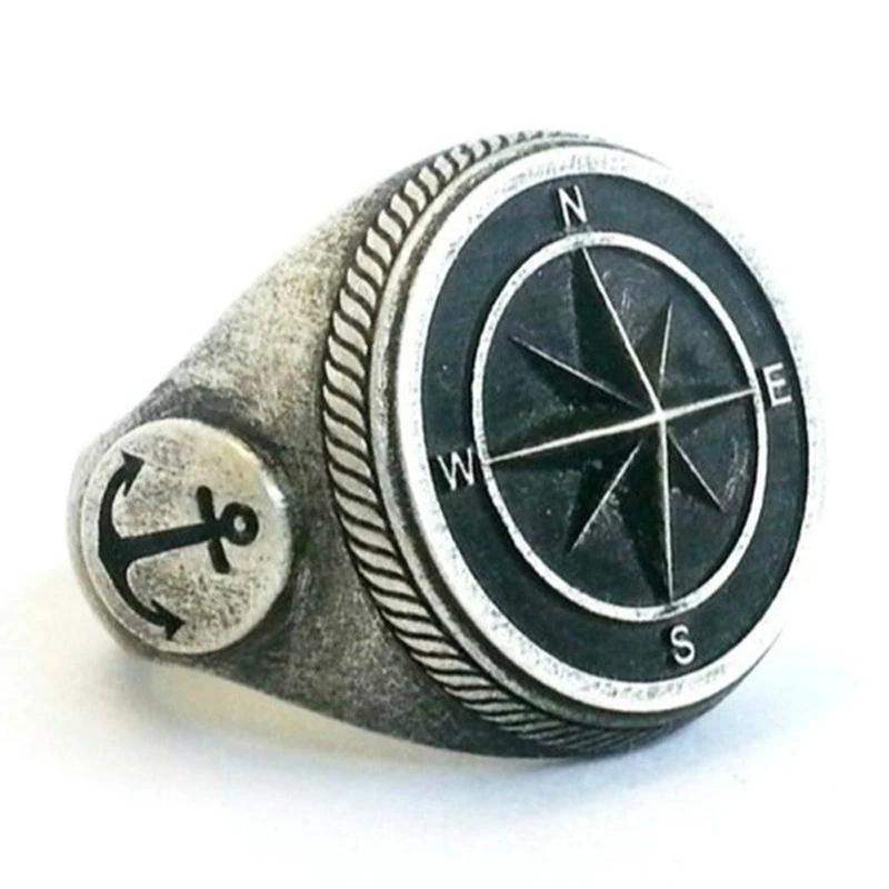 

Pirate Compass Pattern Punk Navy Retro Viking Ring Compass Pirate Knight Jewelry Accessories
