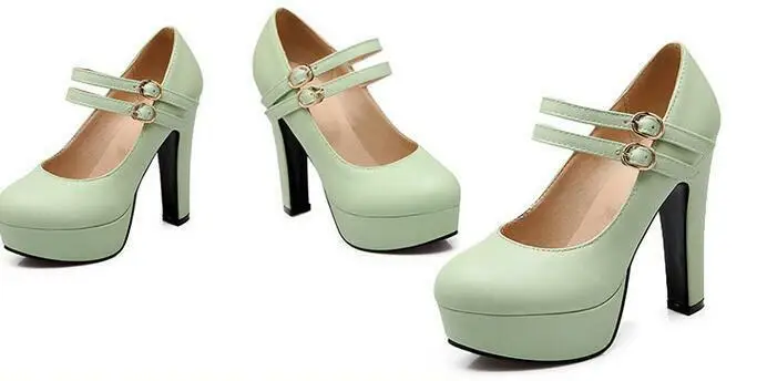 

Plus Size Women Pump Shoe High Heel Round Toe Platform Buckle Ankle Boots SZ