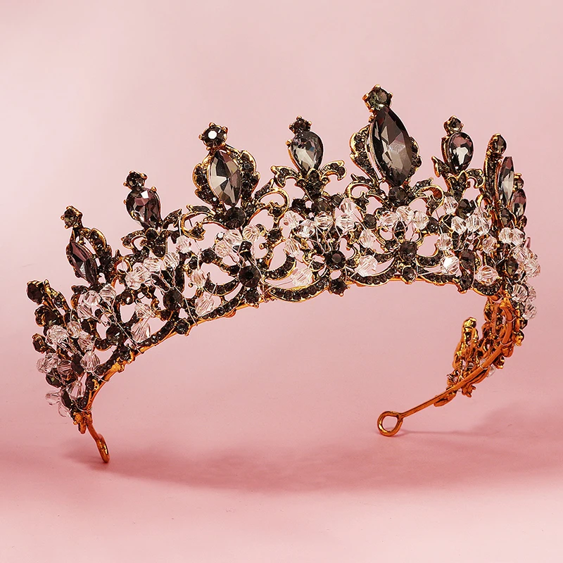 QYY ручной работы с украшением в виде кристаллов и короны древнее золото вечерние