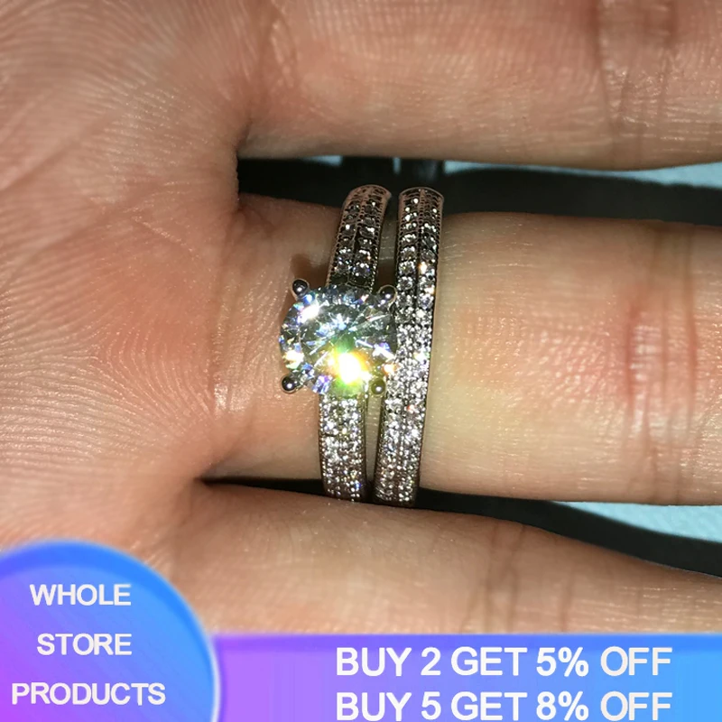 YANHUI Роскошные Элегантные 925 серебряного цвета набор колец для женщин и мужчин