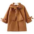 Ma  BabyОт 2 до 8 лет осенне-зимнее детское шерстяное пальто для девочек теплый плащ с длинными рукавами пальто с бантом детская верхняя одежда