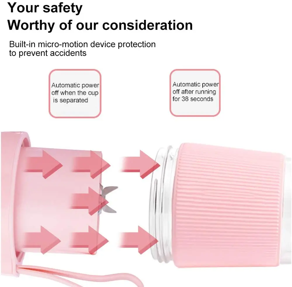 

Portable Blender For Shakes And Smoothies Usb Rechargeable 4-Blade Waterproof Mini Juicer 300ml Small Private Blender