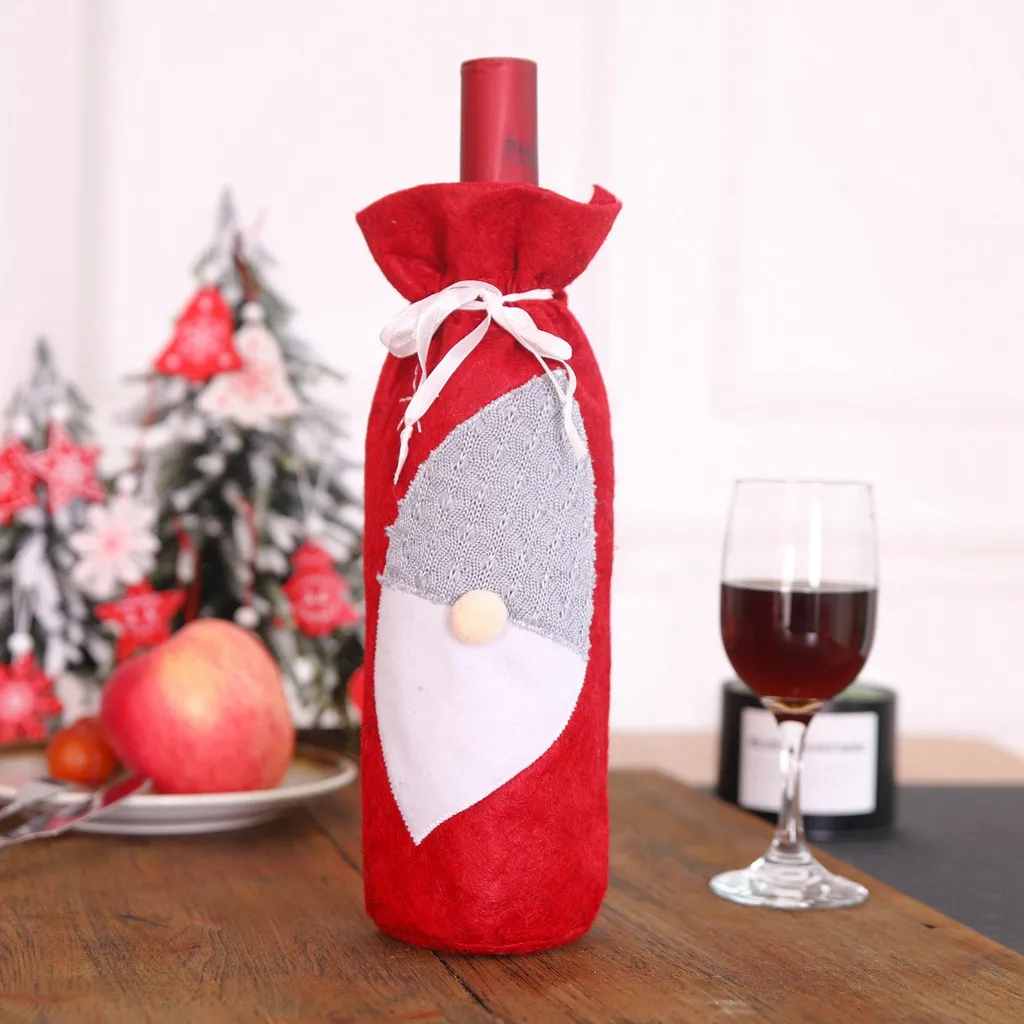 Чехлы для винных бутылок сумки с машинной вышивкой рождественские украшения