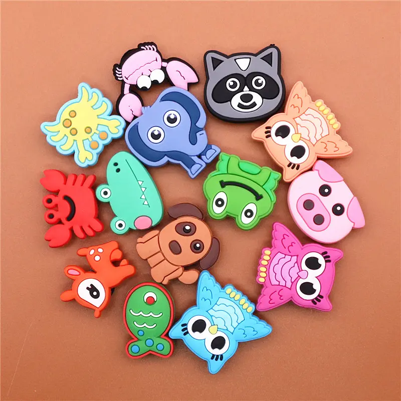 Single Sale 1pc Pets Series PVC Shoe Charms Cute Dog/Fish/Owl Shoe Accessories Shoe Buckle Decorations Fit Croc JIBZ Kid's X-mas