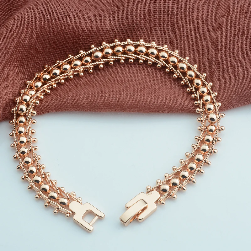 Женские гладкие/резные браслеты из 3 видов геометрические цвета розового золота