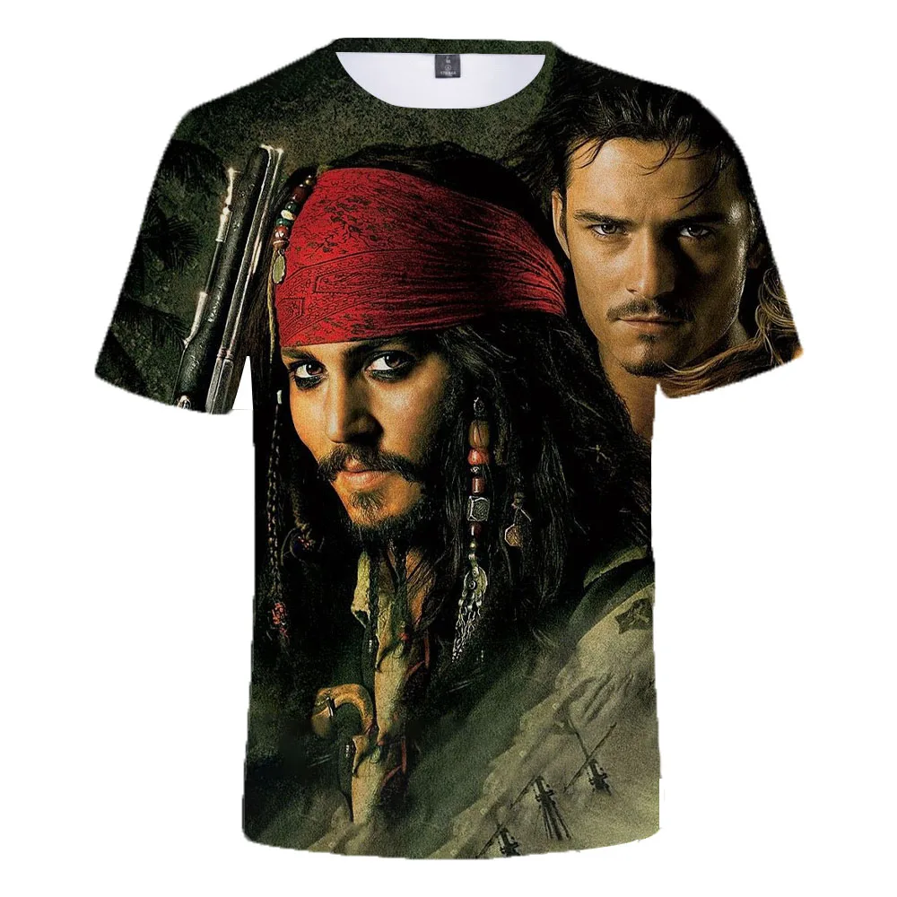 Мужская футболка с коротким рукавом 3D-принтом Пираты Карибского моря для