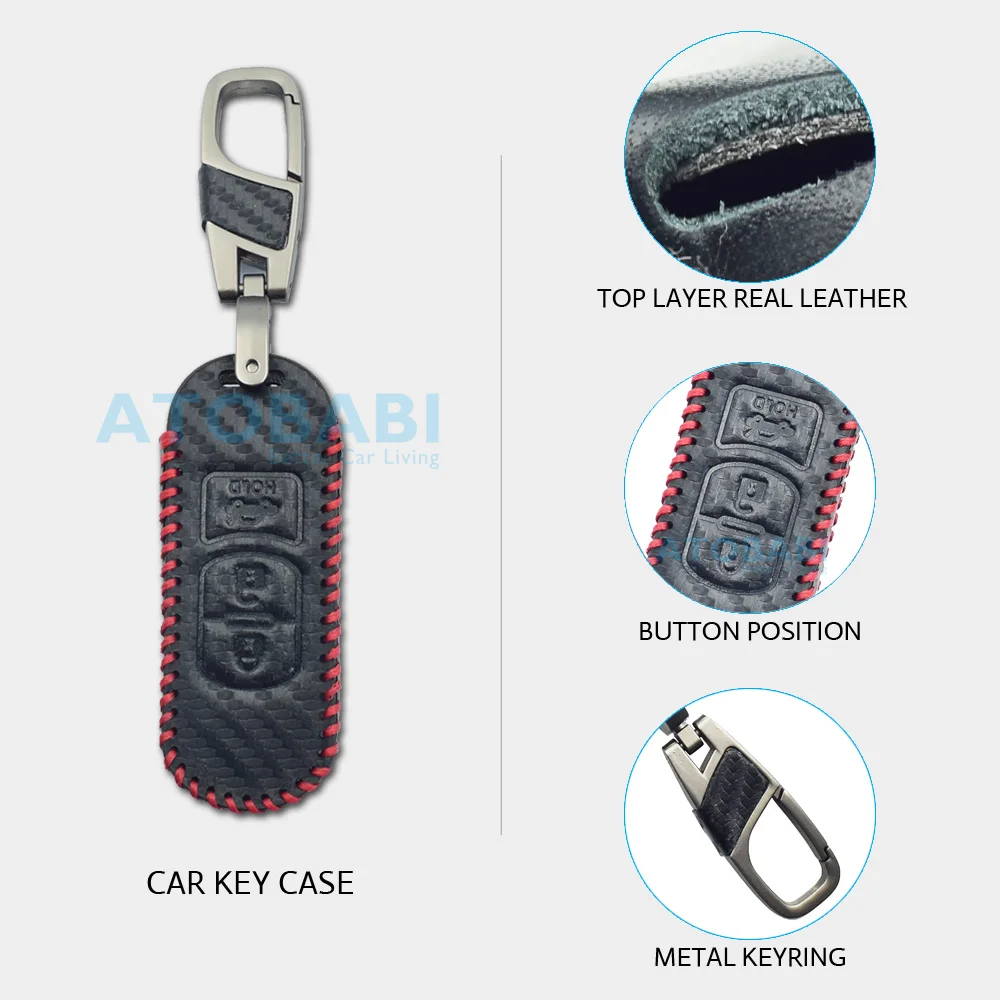 Чехол для автомобильного ключа из углеродистой кожи Mazda 2 3 6 с умным дистанционным
