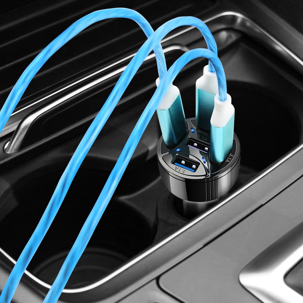 Автомобильная USB-зарядка с 5 портами быстрая светодиодная Быстрая зарядка для