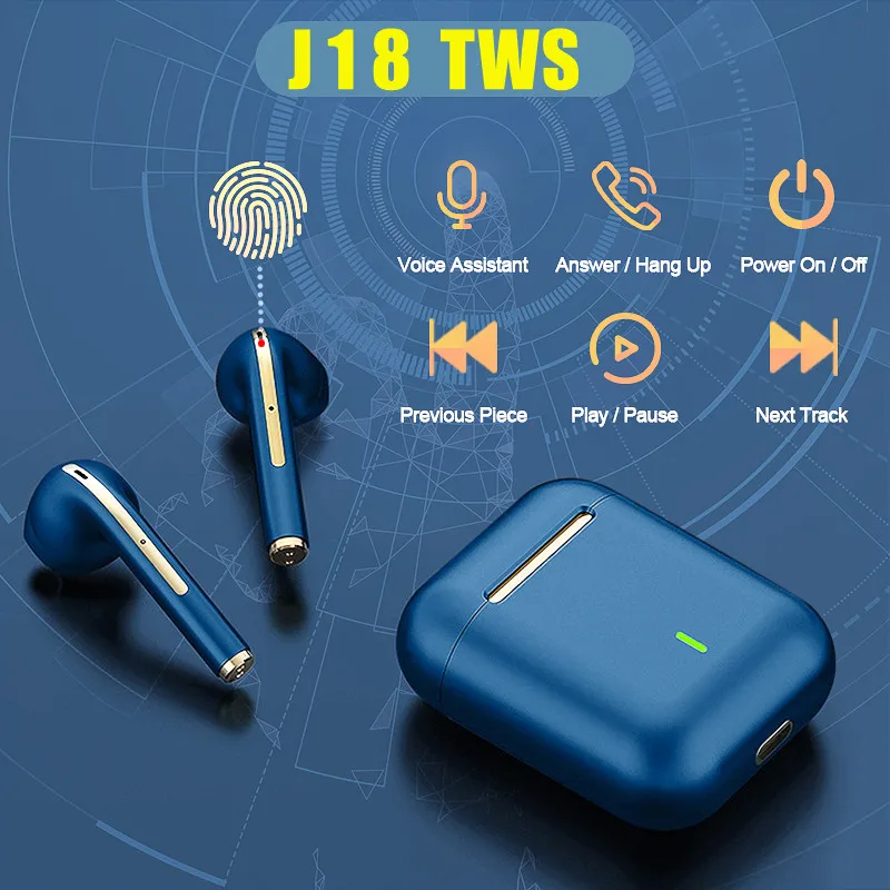 

New J18 TWS True Wireless Bluetooth Headphones Gaming Headset Sport Earbuds For Android iOS Smartphones Touch Control Earphones