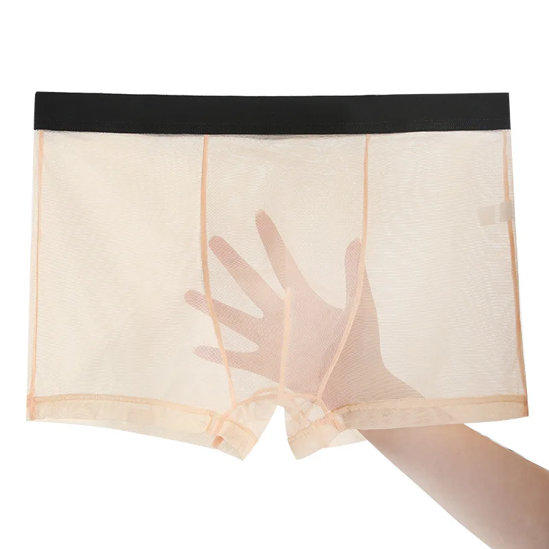 

7 Colors Ultra-Thin Mesh Transparent Seamless Men Pants Print Breathable Smooth Daily Shorts Briefs Underwear