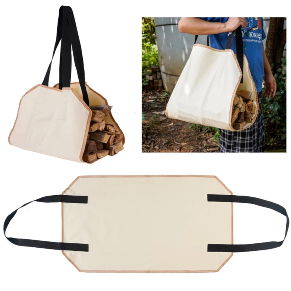 

Canvas Firewood Carrier Bag Portable Outdoor Camping Firewood Log Carry Storage Pouch Save Your Arms Green Black Beige Grey