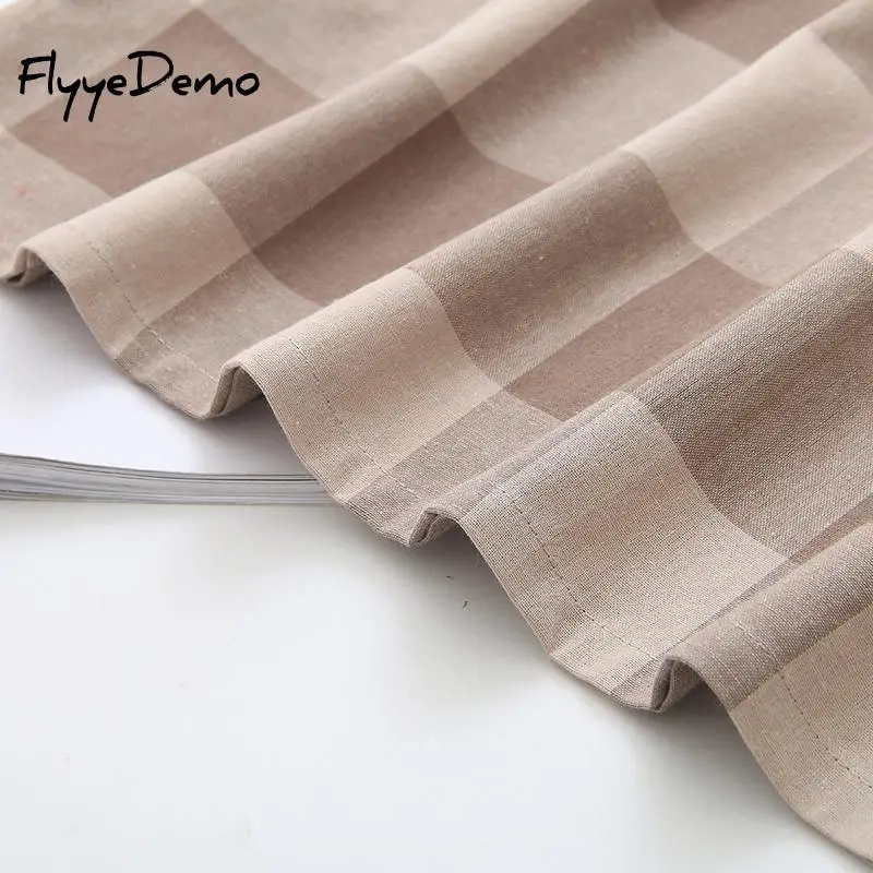 

Women Sleeveless Plaid Casual Tops T Shirt Plus Size Female 2021 Summer New Elegant O Neck Cotton Linen Tshirt Tops High Quality