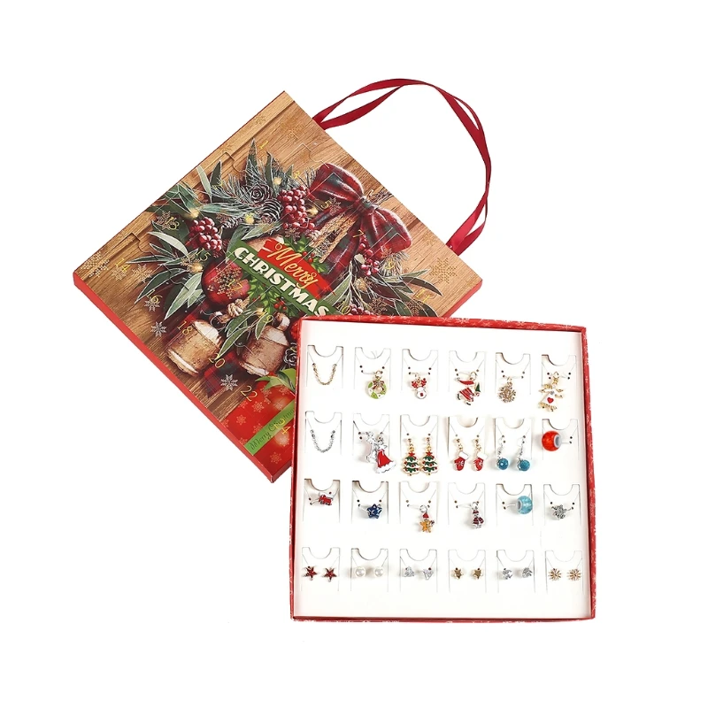 

Christmas Ear Studs Earring Dangle Hook Drop Necklace Countdown Advent Calendar