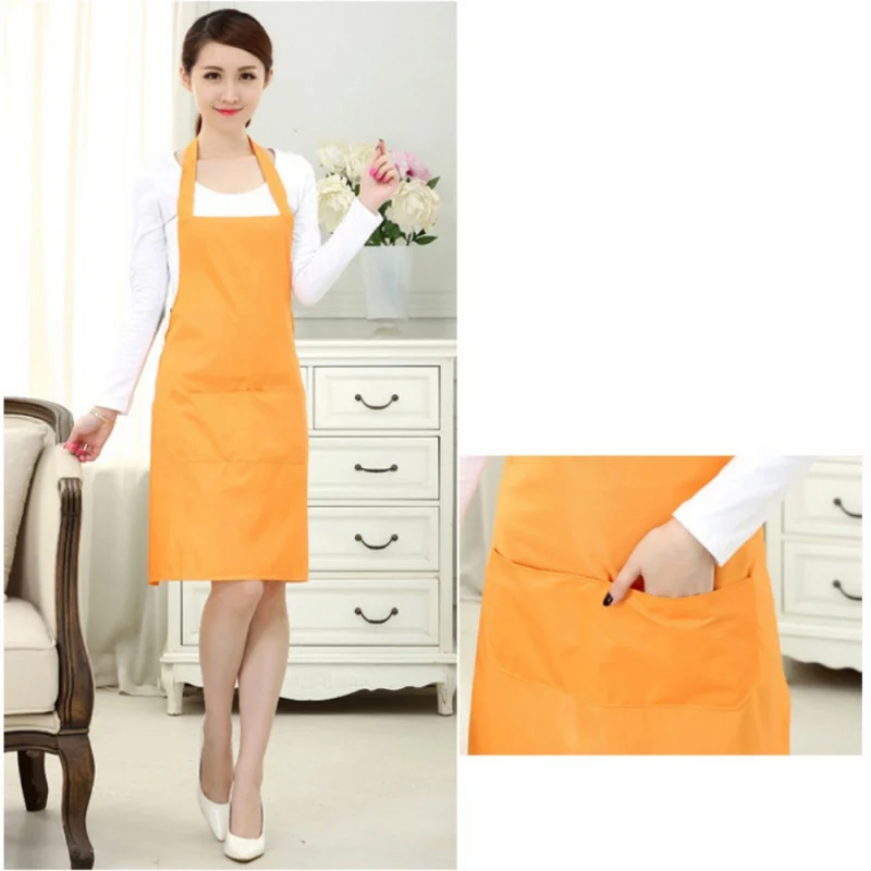 Одноцветные фартуки из полиэстера для женщин с карманами водонепроницаемые