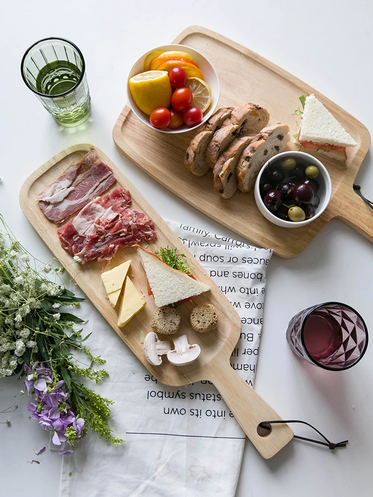 

Cutting Board Wood Solid Wood Bread Board Western Dessert Fruit Board Cooked Steak Board Tray Oak Unpainted Cutting Board