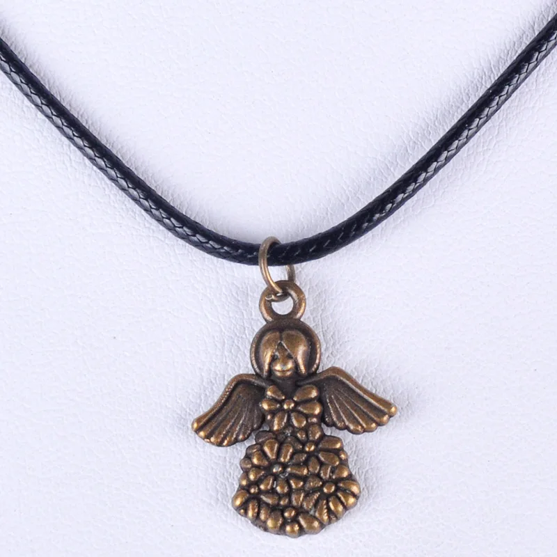 17*21 мм винтажное бронзовое античное ожерелье с подвеской в виде ангела феи