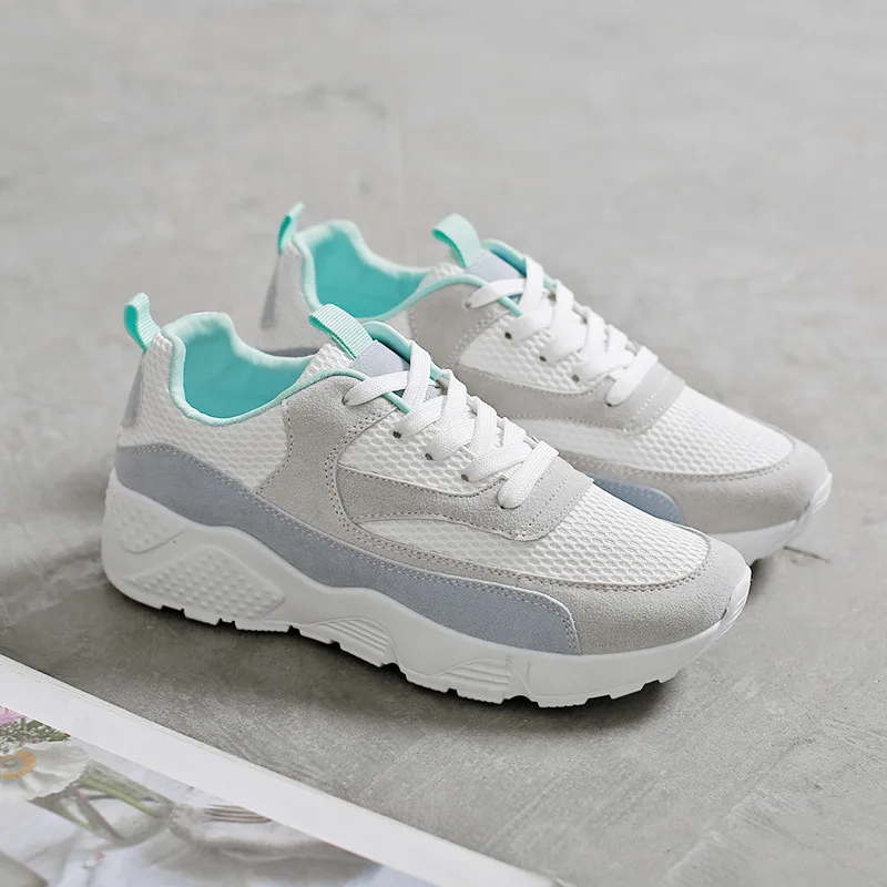 Синий Модные летние кроссовки; женская обувь; zapatillas mujer; повседневные кроссовки; женская обувь; сетчатая дышащая женская обувь на шнуровке - Цвет: Синий