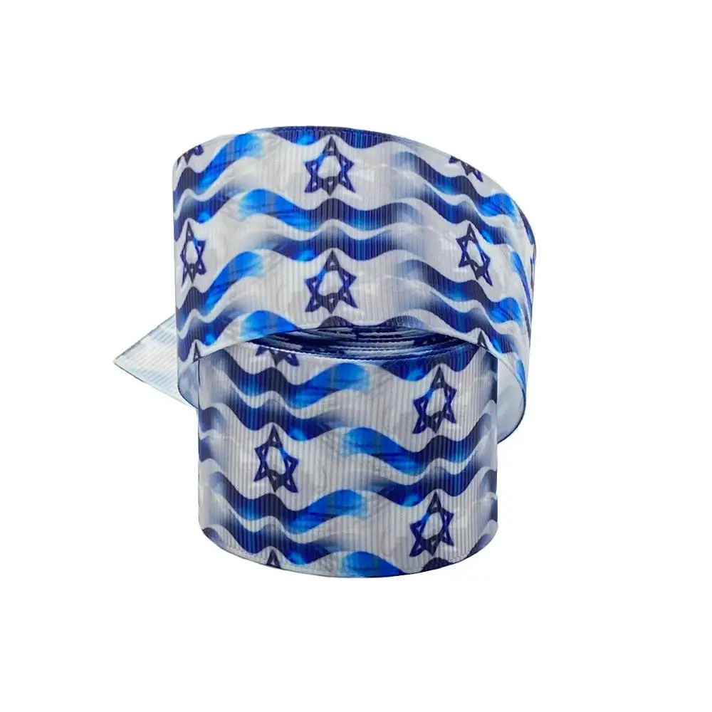 Лента с изображением флага Израиля лента из рубчатой ткани принтом для рукоделия