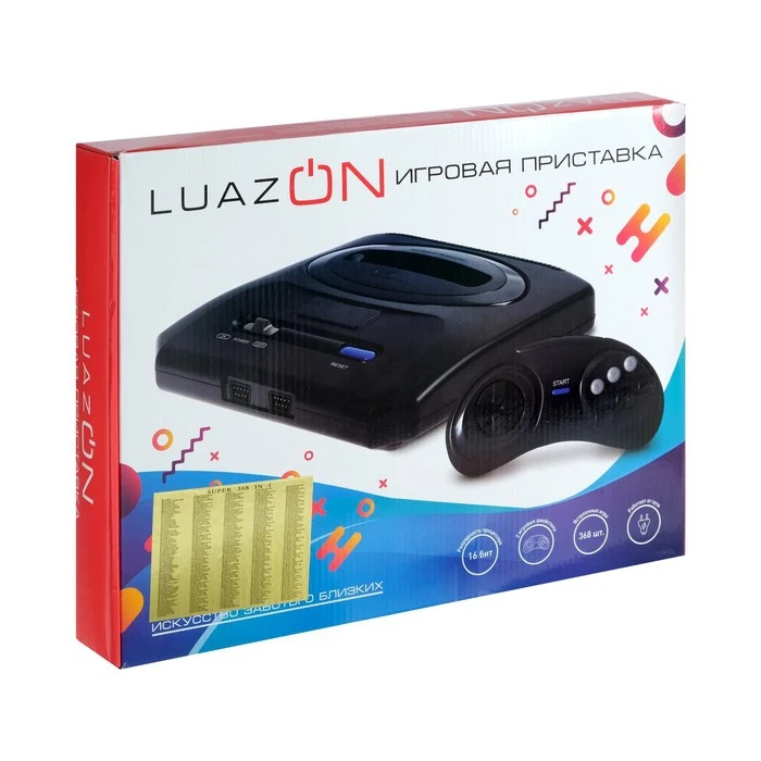 Игровая приставка LuazON 16 бит в комплекте два джойстика кол-во игр 368 чёрная 4281831 |