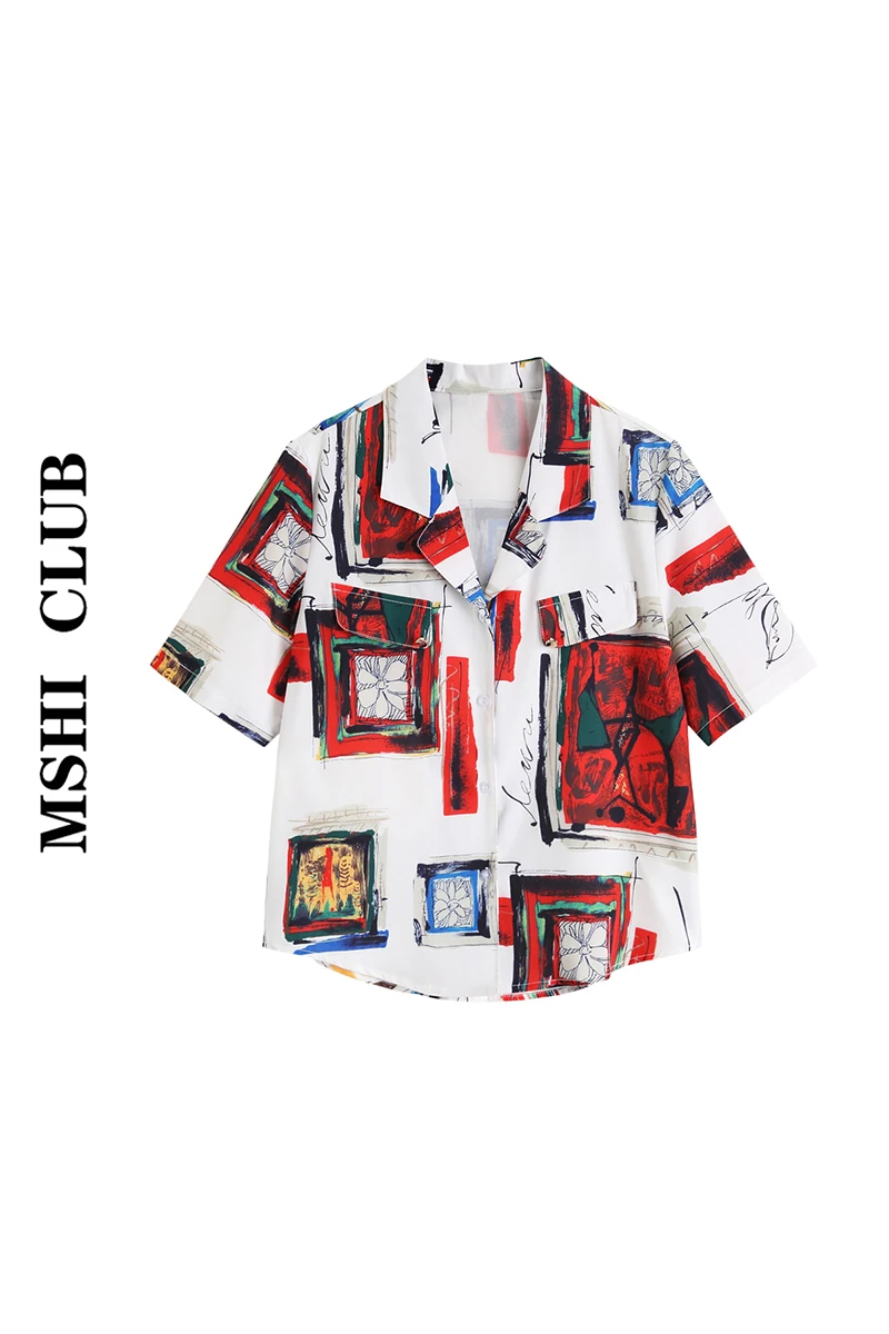 

Printed Shirt Baroque Style Summer Suit Collar Shirt