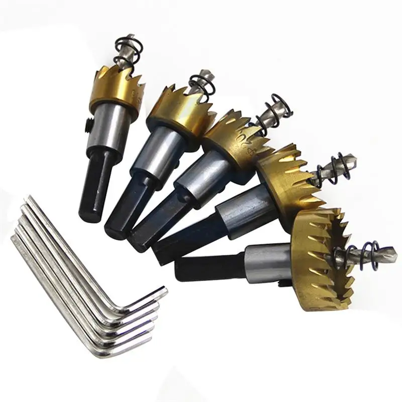 

5Pcs High Speed Steel Hole Saw Drill Bit Aluminum Plate Hole Saw Cutting Kit Drill Bits Opener Cutter Tool