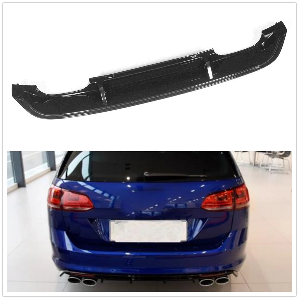 

For Volkswagen Golf R VW Golf7 MK7 R R-Line 2015-2017 Rear Bumper Diffuser Lip Glossy Black Car Exhaust Bracket Spoiler Splitter