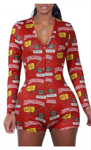 

2020 Spring Womens Jumpsuit Fashion Floral Long Sleeve Deep V Neck Bodycon Jumpsuit Bodysuit Romper Shorts Pants Red Hot Sale