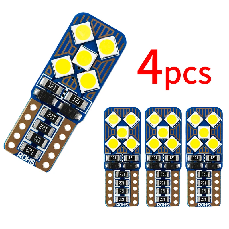 

4Pcs T10 LED Canbus 3030 10SMD W5W 194 168 12V-24V Auto LED Car Interior Light plate Dome Reading Lamp Clearance Light