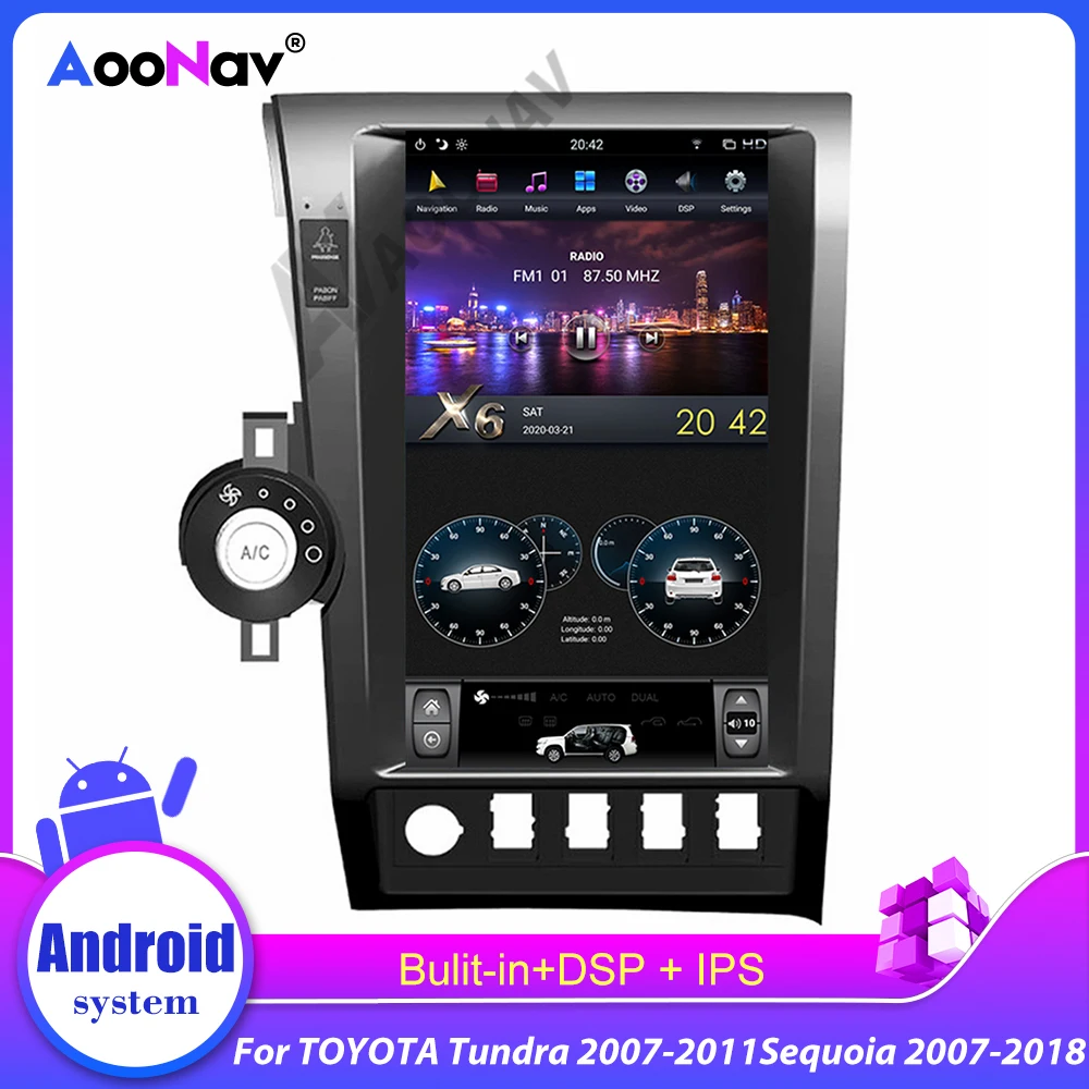 Автомобильное радио 2 Din Android Тесла стиль GPS для TOYOTA Tundra 2007-2011 Sequoia 2007-2018