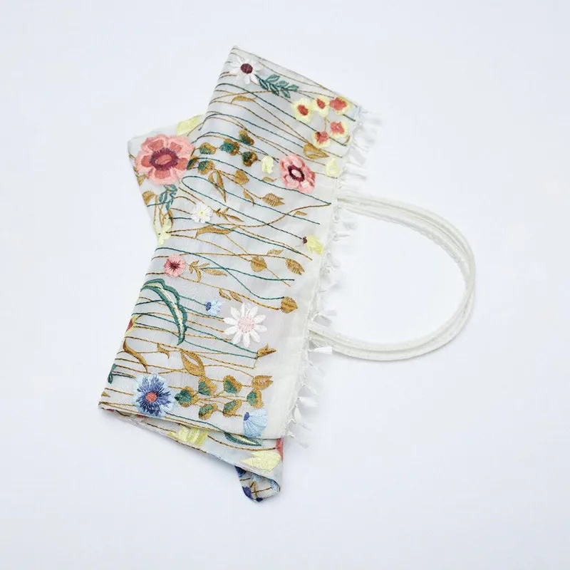 Summer new style mesh full embroidery flowers clear shoulder bag romantic single tote shopping | Багаж и сумки