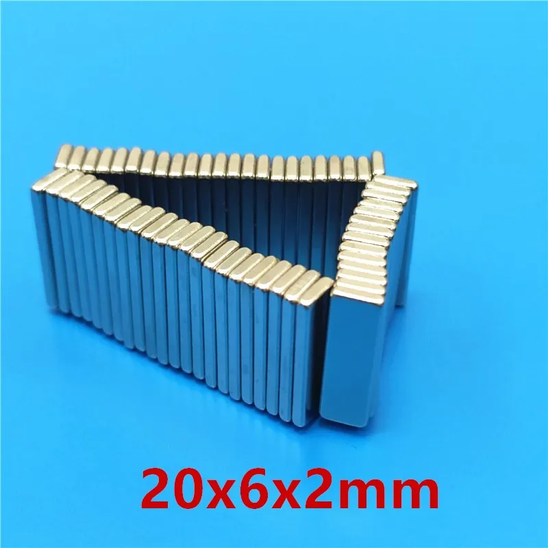 Магнит 20x6x2 N52 Сильный мм квадратный NdFeB редкоземельный магнит 20 x 6 2 неодимовые
